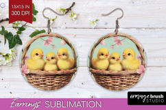 Retro Easter Round Earrings - Easter PNG Sublimation Product Image 1