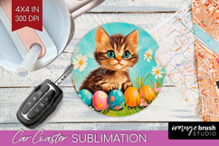 Retro Easter Car Coaster - Easter Coaster PNG Sublimation Product Image 1