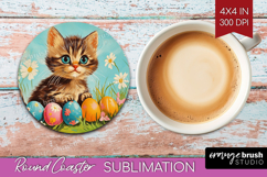 Retro Easter Round Coaster - Easter Coaster PNG Sublimation Product Image 1