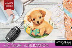Retro Easter Car Coaster - Easter Coaster PNG Sublimation Product Image 1