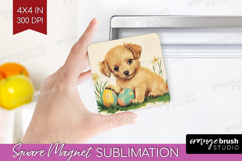 Retro Easter Magnet Sublimation - Easter Square Magnet PNG Product Image 1