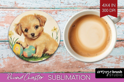 Retro Easter Round Coaster - Easter Coaster PNG Sublimation Product Image 1