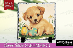 Retro Easter Slate PNG - Easter Square Slate Sublimation Product Image 1