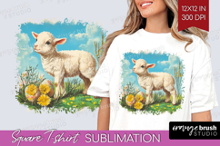 Retro Easter Square Tshirt Background - Easter PNG Product Image 1