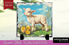 Retro Easter Slate PNG - Easter Square Slate Sublimation Product Image 1