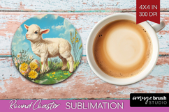 Retro Easter Round Coaster - Easter Coaster PNG Sublimation Product Image 1