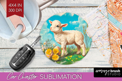 Retro Easter Car Coaster - Easter Coaster PNG Sublimation Product Image 1