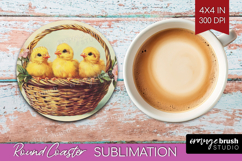 Retro Easter Round Coaster - Easter Coaster PNG Sublimation Product Image 1