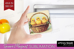 Retro Easter Magnet Sublimation - Easter Square Magnet PNG Product Image 1