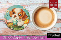 Retro Easter Round Coaster - Easter Coaster PNG Sublimation Product Image 1