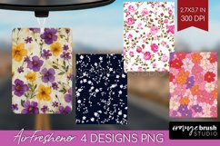 Retro Flowers Air Freshener PNG - Floral PNG Sublimation Product Image 1