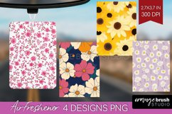 Retro Flowers Air Freshener PNG - Floral PNG Sublimation Product Image 1