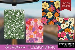 Retro Flowers Air Freshener PNG - Floral PNG Sublimation Product Image 1