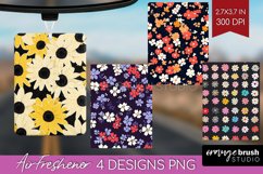 Retro Flowers Air Freshener PNG - Floral PNG Sublimation Product Image 1