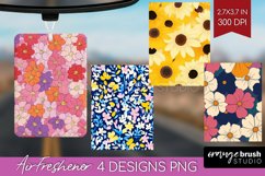 Retro Flowers Air Freshener PNG - Floral PNG Sublimation Product Image 1