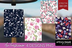 Retro Flowers Air Freshener PNG - Floral PNG Sublimation Product Image 1