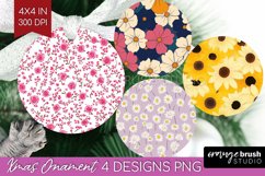 Retro Flowers Ornament PNG - Floral PNG Sublimation Product Image 1