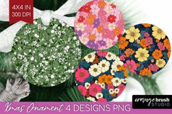 Retro Flowers Ornament PNG - Floral PNG Sublimation Product Image 1