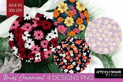 Retro Flowers Ornament PNG - Floral PNG Sublimation Product Image 1