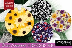 Retro Flowers Ornament PNG - Floral PNG Sublimation Product Image 1