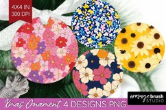 Retro Flowers Ornament PNG - Floral PNG Sublimation Product Image 1