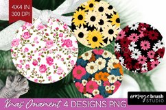Retro Flowers Ornament PNG - Floral PNG Sublimation Product Image 1