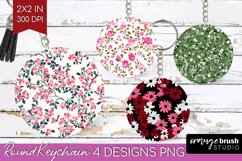 Retro Flowers Keychain PNG - Floral Keychain Sublimation Product Image 1