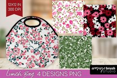 Retro Flowers Lunch Bag - Floral Lunch Bug PNG Sublimation Product Image 1