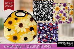 Retro Flowers Lunch Bag - Floral Lunch Bug PNG Sublimation Product Image 1