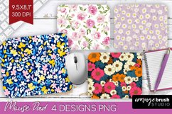 Retro Flowers Mouse Pad Sublimation - Floral Mousepad PNG Product Image 1