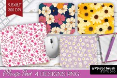 Retro Flowers Mouse Pad Sublimation - Floral Mousepad PNG Product Image 1