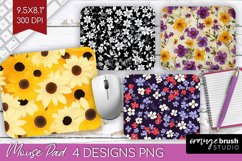 Retro Flowers Mouse Pad Sublimation - Floral Mousepad PNG Product Image 1