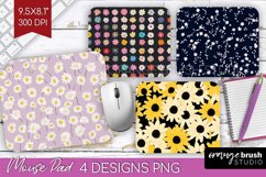 Retro Flowers Mouse Pad Sublimation - Floral Mousepad PNG Product Image 1