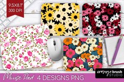 Retro Flowers Mouse Pad Sublimation - Floral Mousepad PNG Product Image 1