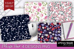 Retro Flowers Mouse Pad Sublimation - Floral Mousepad PNG Product Image 1