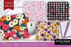 Retro Flowers Mouse Pad Sublimation - Floral Mousepad PNG Product Image 1