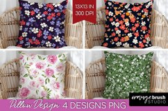 Retro Flowers Pillow Sublimation - Floral Pillow Cover PNG Product Image 1