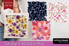 Retro Flowers Tote Bag - Floral Tote Bag PNG Sublimation Product Image 1