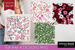 Retro Flowers Tote Bag - Floral Tote Bag PNG Sublimation Product Image 1