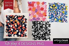 Retro Flowers Tote Bag - Floral Tote Bag PNG Sublimation Product Image 1