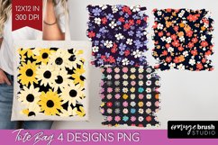 Retro Flowers Tote Bag - Floral Tote Bag PNG Sublimation Product Image 1