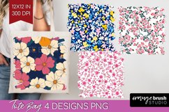 Retro Flowers Tote Bag - Floral Tote Bag PNG Sublimation Product Image 1