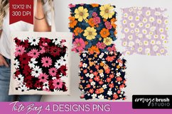 Retro Flowers Tote Bag - Floral Tote Bag PNG Sublimation Product Image 1