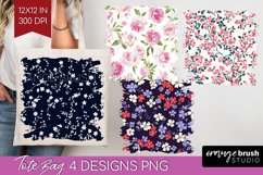 Retro Flowers Tote Bag - Floral Tote Bag PNG Sublimation Product Image 1