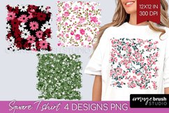 Retro Flowers Square Tshirt Background - Floral PNG Product Image 1