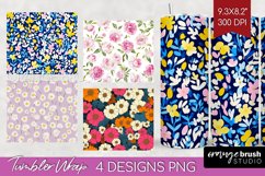 Retro Flowers Tumbler Wrap - Floral Tumbler PNG Sublimation Product Image 1