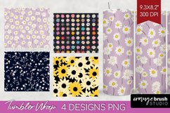 Retro Flowers Tumbler Wrap - Floral Tumbler PNG Sublimation Product Image 1