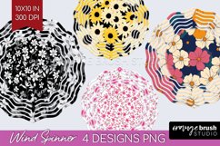 Retro Flowers Wind Spinner Sublimation PNG - Floral Round Product Image 1