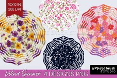 Retro Flowers Wind Spinner Sublimation PNG - Floral Round Product Image 1