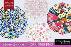 Retro Flowers Wind Spinner Sublimation PNG - Floral Round Product Image 1